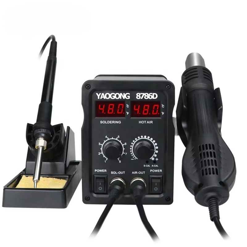 Smd Rework Station Hot Air Soldering 2 In 1 - YAOGONG 8786D 2-in-1 digitaal solderen heteluchtreworkstation