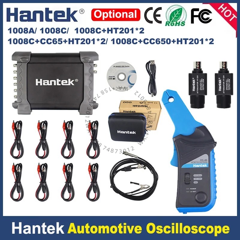 Automotive Diagnostic Oscilloscope 8 Channel - Hantek 1008c autodiagnoseapparaat + HT201 HT25