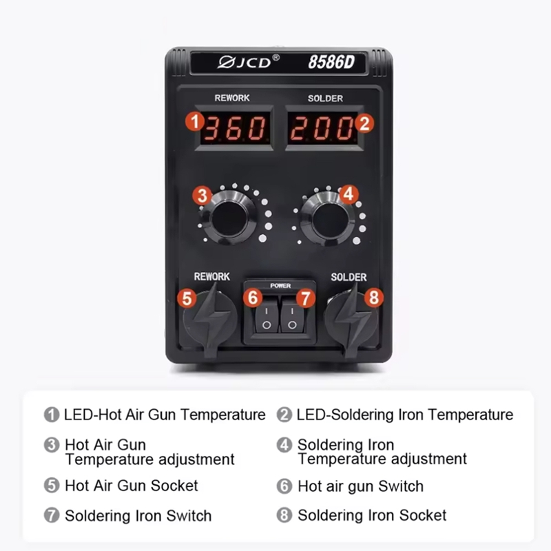 8586D Soldeerstation 2in1 750W - Smd Rework Station Hot Air Soldering 2 In 1 recensie en prijs