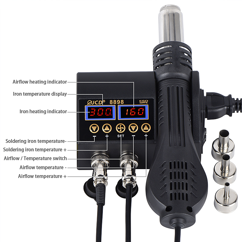 2 in 1 750 W Heteluchtpistool  - Smd Rework Station Hot Air Soldering 2 In 1 recensie en prijs