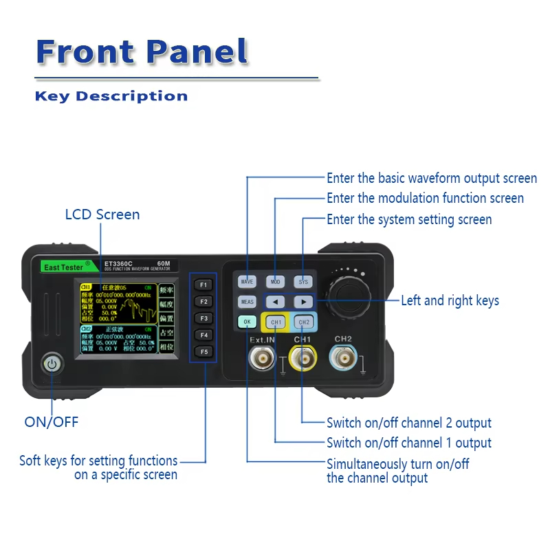 Oost Tester ET3320/40/60C Mini - Dual Channel Arbitrary Waveform Function Generator 60Mhz recensie en prijs